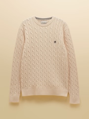 Joules Cream Crew Neck Cotton Cable Knit Jumper - Image 6 of 6