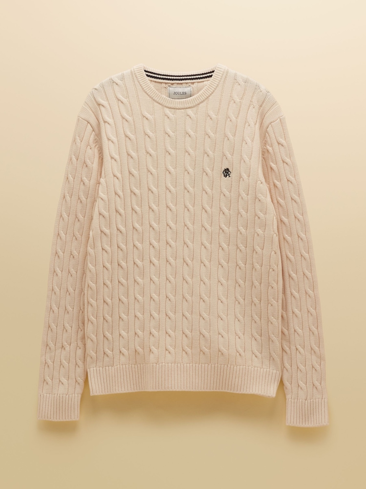 Joules Cream Crew Neck Cotton Cable Knit Jumper - Image 6 of 6 Joules Cream Crew Neck Cotton Cable Knit Jumper - Image 6 of 6