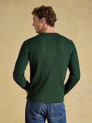 Joules Green Crew Neck Cotton Cable Knit Jumper - Image 2 of 7