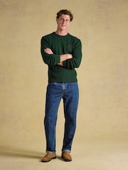 Joules Green Crew Neck Cotton Cable Knit Jumper - Image 4 of 7