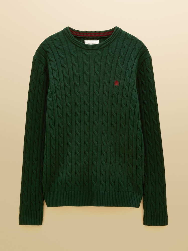 Joules Green Crew Neck Cotton Cable Knit Jumper - Image 7 of 7 Joules Green Crew Neck Cotton Cable Knit Jumper - Image 7 of 7