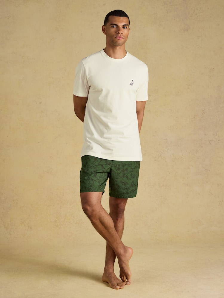 Joules Dozer Green & Ecru Short Pyjama Set - Image 1 of 13 Joules Dozer Green & Ecru Short Pyjama Set - Image 1 of 13