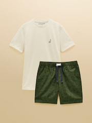 Joules Dozer Green & Ecru Short Pyjama Set - Image 13 of 13