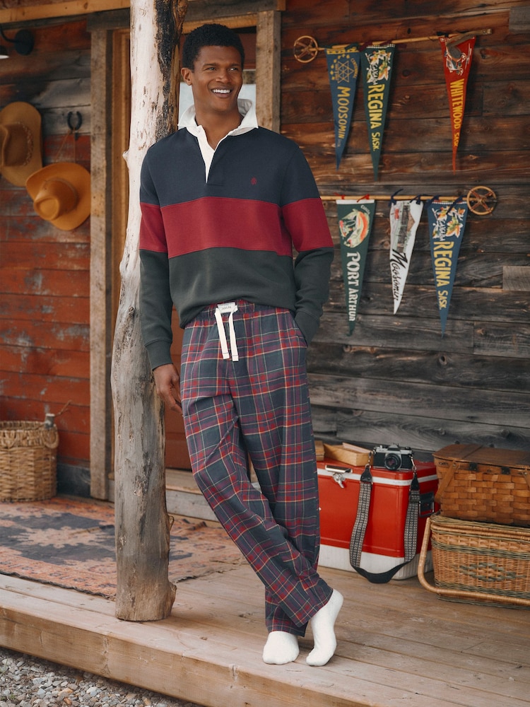 Бургундия қызылы - Joules Flannel Pyjama Bottoms - 2суретінің 1 суреті