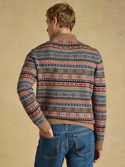 Joules סוודר צמר בדוגמת Fair Isle עם רבע רוכסן - תמונה 2 מתוך 7