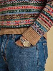 Joules סוודר צמר בדוגמת Fair Isle עם רבע רוכסן - תמונה 3 מתוך 7