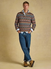 Joules סוודר צמר בדוגמת Fair Isle עם רבע רוכסן - תמונה 6 מתוך 7