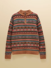 Joules סוודר צמר בדוגמת Fair Isle עם רבע רוכסן - תמונה 7 מתוך 7