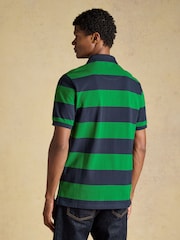 Joules Woody Green & Navy Stripe Cotton Pique Polo Shirt - Image 2 of 9