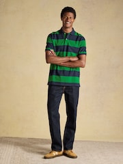 Joules Woody Green & Navy Stripe Cotton Pique Polo Shirt - Image 3 of 9