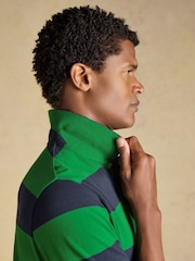 Joules Woody Green & Navy Stripe Cotton Pique Polo Shirt - Image 4 of 9