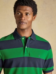 Joules Woody Green & Navy Stripe Cotton Pique Polo Shirt - Image 5 of 9