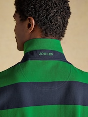 Joules Woody Green & Navy Stripe Cotton Pique Polo Shirt - Image 7 of 9