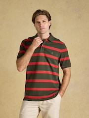 Joules Woody Green & Orange Striped Short Sleeve Cotton Pique Polo Shirt - Image 2 of 10