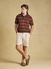 Joules Woody Green & Orange Striped Short Sleeve Cotton Pique Polo Shirt - Image 4 of 10