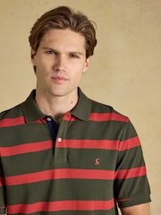 Joules Woody Green & Orange Striped Short Sleeve Cotton Pique Polo Shirt - Image 5 of 10