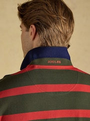 Joules Woody Green & Orange Striped Short Sleeve Cotton Pique Polo Shirt - Image 8 of 10