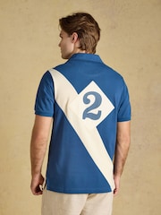 Joules Woody Navy & White Embellished Cotton Pique Polo Shirt - Image 2 of 7