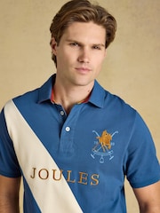 Joules Woody Navy & White Embellished Cotton Pique Polo Shirt - Image 4 of 7