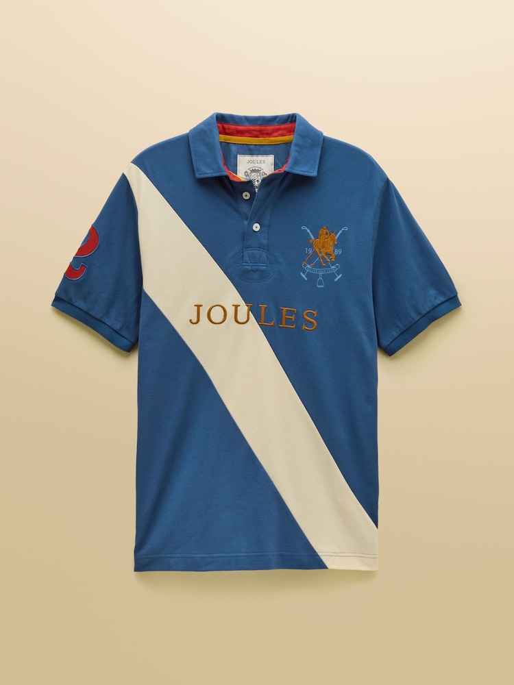 Joules Woody Navy & White Embellished Cotton Pique Polo Shirt - Image 7 of 7 Joules Woody Navy & White Embellished Cotton Pique Polo Shirt - Image 7 of 7