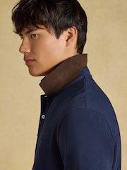 Joules Navy Long Sleeve Cotton Pique Polo Shirt - Image 3 of 8