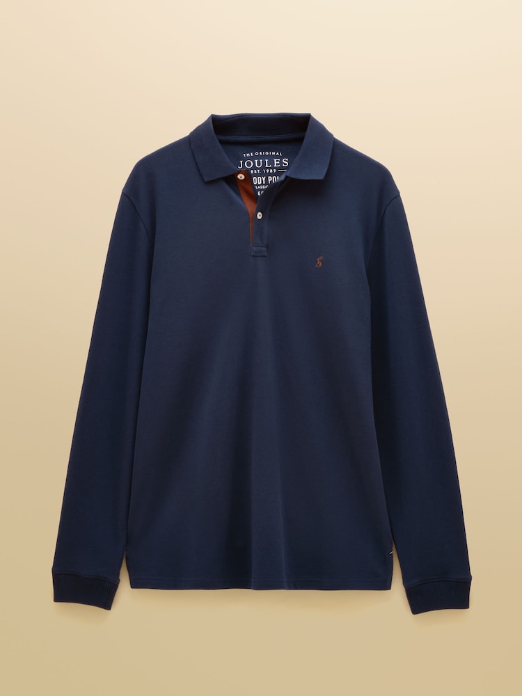 Joules Navy Long Sleeve Cotton Pique Polo Shirt - Image 8 of 8 Joules Navy Long Sleeve Cotton Pique Polo Shirt - Image 8 of 8