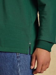 Joules Green Long Sleeve Cotton Pique Polo Shirt - Image 6 of 7