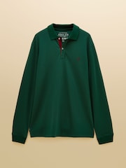 Joules Green Long Sleeve Cotton Pique Polo Shirt - Image 7 of 7