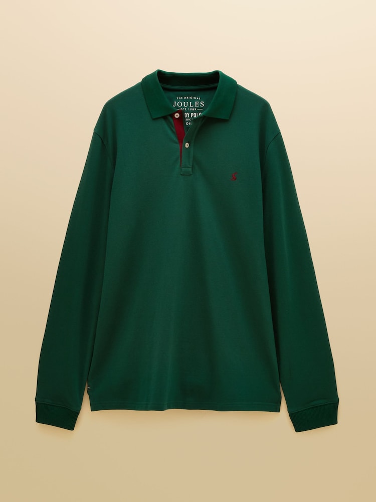 Joules Green Long Sleeve Cotton Pique Polo Shirt - Image 7 of 7 Joules Green Long Sleeve Cotton Pique Polo Shirt - Image 7 of 7