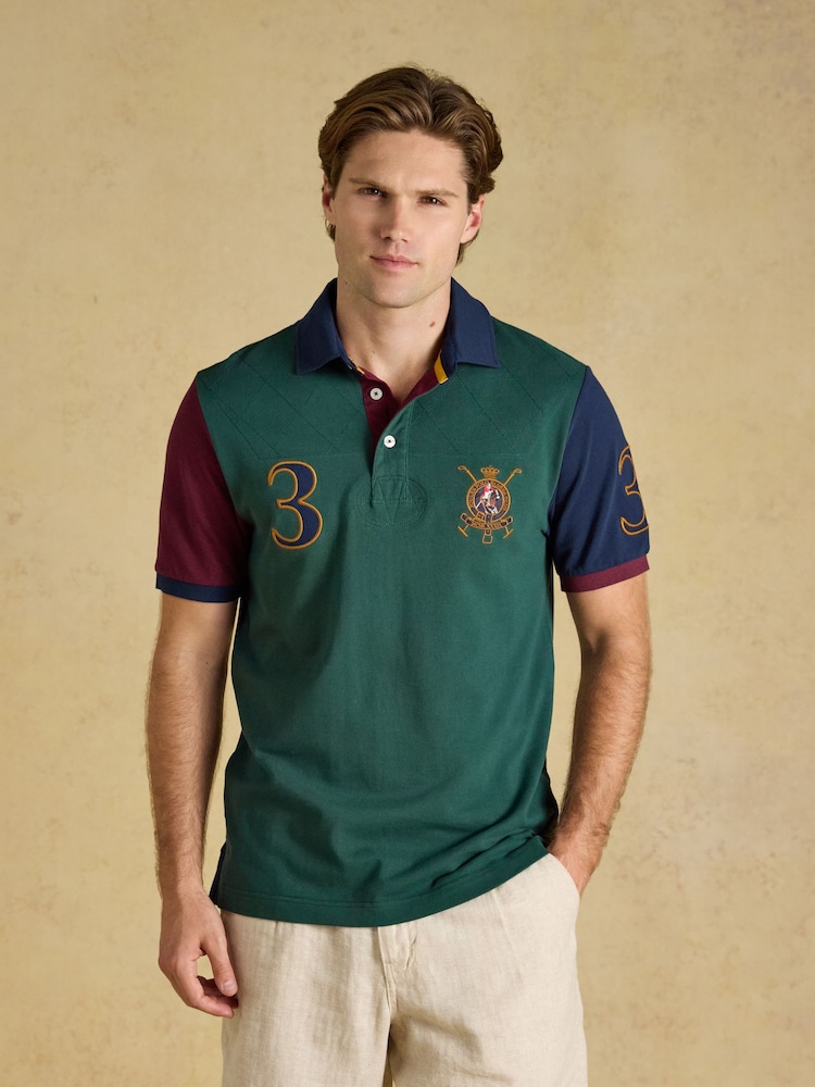Joules Woody Green Embellished Cotton Pique Polo Shirt - Image 1 of 8 Joules Woody Green Embellished Cotton Pique Polo Shirt - Image 1 of 8