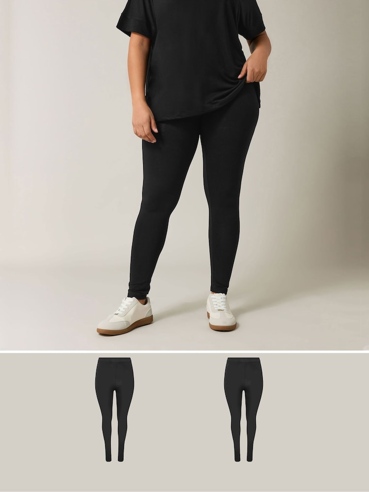 Evans 2 Pack Stretch Black Leggings - Image 1 of 6 Evans 2 Pack Stretch Black Leggings - Image 1 of 6