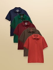 Joules Woody Navy/Burgundy/Green/Orange/Brown Multipack Polo Shirts (5 Pack) - Image 1 of 9