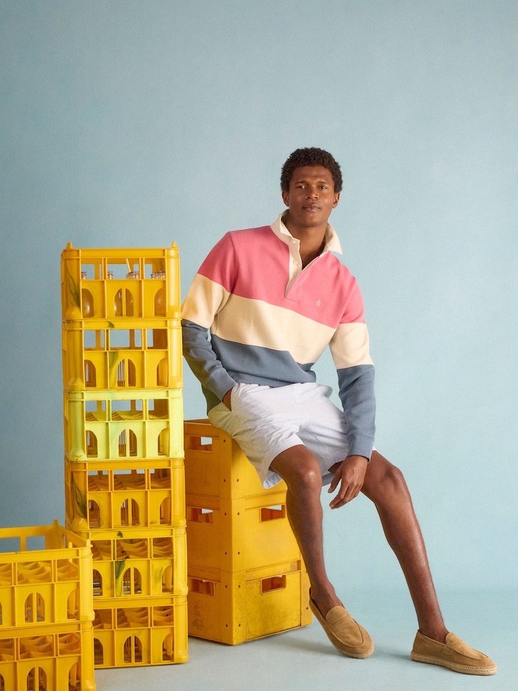 Joules Blue & Pink French Rib Long Sleeve Rugby Shirt - Image 1 of 12 Joules Blue & Pink French Rib Long Sleeve Rugby Shirt - Image 1 of 12