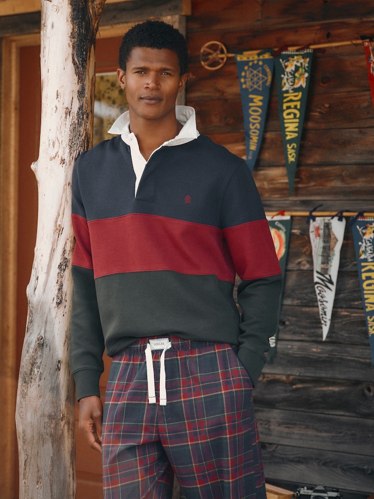 Joules Green & Navy French Rib Long Sleeve Rugby Sweatshirt - Image 1 of 10 Joules Green & Navy French Rib Long Sleeve Rugby Sweatshirt - Image 1 of 10