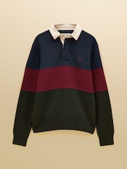 Joules Green & Navy French Rib Long Sleeve Rugby Sweatshirt - Image 10 of 10