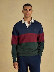 Joules Green & Navy French Rib Long Sleeve Rugby Sweatshirt - Image 3 of 10