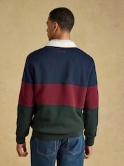 Joules Green & Navy French Rib Long Sleeve Rugby Sweatshirt - Image 4 of 10