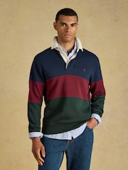 Joules Green & Navy French Rib Long Sleeve Rugby Sweatshirt - Image 7 of 10