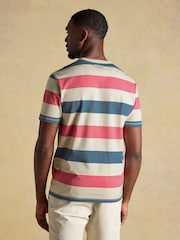 Joules Rugby Club Pink & Blue Striped Crew Neck Cotton T-Shirt - Image 2 of 8