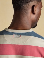 Joules Rugby Club Pink & Blue Striped Crew Neck Cotton T-Shirt - Image 3 of 8