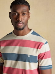 Joules Rugby Club Pink & Blue Striped Crew Neck Cotton T-Shirt - Image 5 of 8