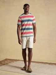 Joules Rugby Club Pink & Blue Striped Crew Neck Cotton T-Shirt - Image 6 of 8