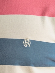 Joules Rugby Club Pink & Blue Striped Crew Neck Cotton T-Shirt - Image 7 of 8
