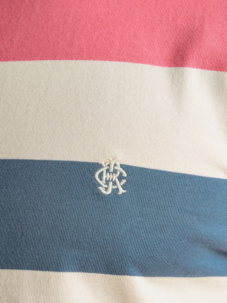 Joules Rugby Club Pink & Blue Striped Crew Neck Cotton T-Shirt - Image 7 of 7 Joules Rugby Club Pink & Blue Striped Crew Neck Cotton T-Shirt - Image 7 of 7