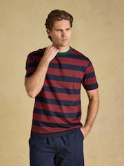 Navy & Red Striped Crew Neck - Camiseta de algodón con cuello redondo Rugby Club de Joules - Imagen 1 de 6