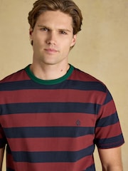 Navy & Red Striped Crew Neck - Camiseta de algodón con cuello redondo Rugby Club de Joules - Imagen 4 de 6