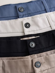 Black/Blue/Mushroom/Bone Straight Fit Stretch Chino Shorts 4 Pack - Image 10 of 12
