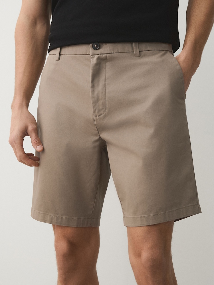 Black/Blue/Mushroom/Bone - 修身剪裁 - 彈力卡其短褲4件組 - 圖片 2/13