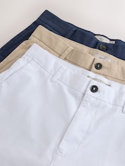 Ink Blue/Stone/White Slim Fit Stretch Chino Shorts 3 Pack - Image 8 of 11