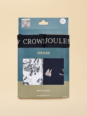 Joules Piste Again Cream/Navy Cotton Jersey Boxer Shorts 2 pack - Image 1 of 4
